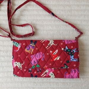 Vera Bradley Wallet Crossbody Holiday Hounds Red pattern Dog Show Christmas